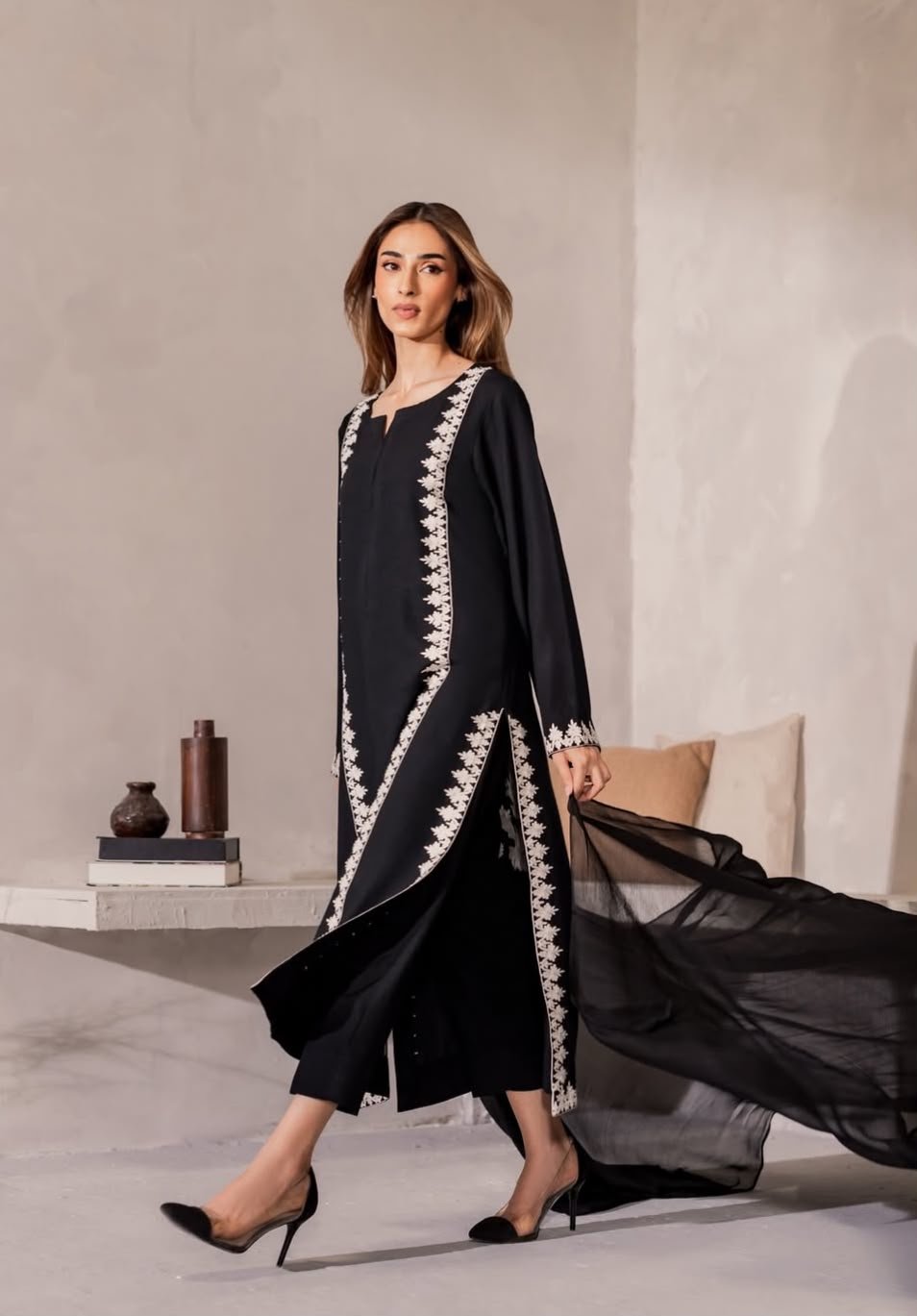 Midnight Noir Embroidered Set
